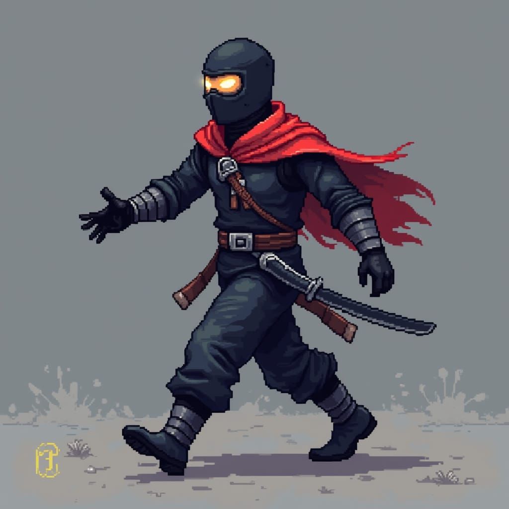 16-bit Ninja Pixel Art Sprite Sheet