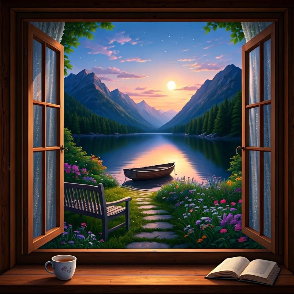 Mountain Lake Serenity at Dusk