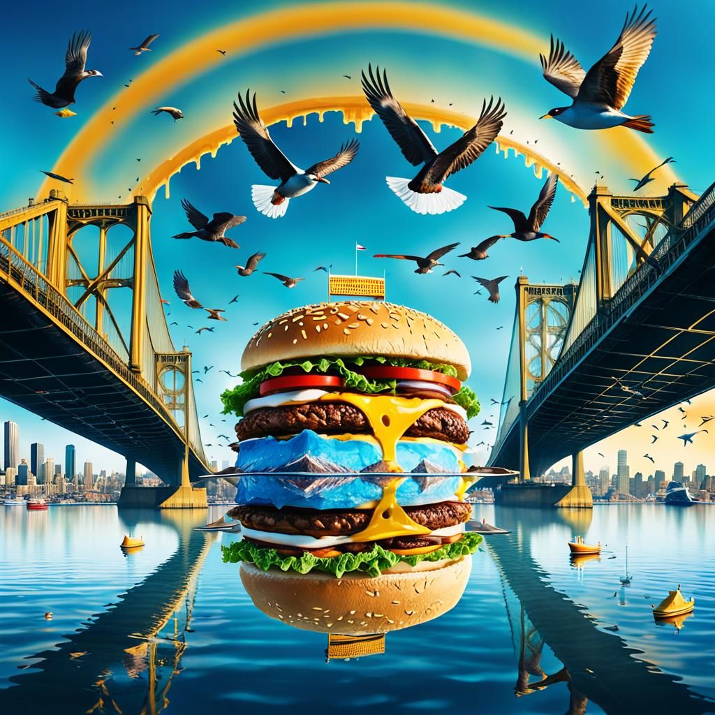 Surreal Burger on Sydney Harbour Bridge