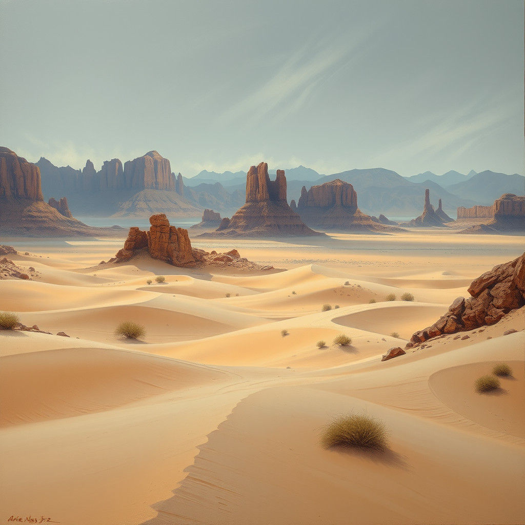 Ar Nebo Style Desert Landscape Painting