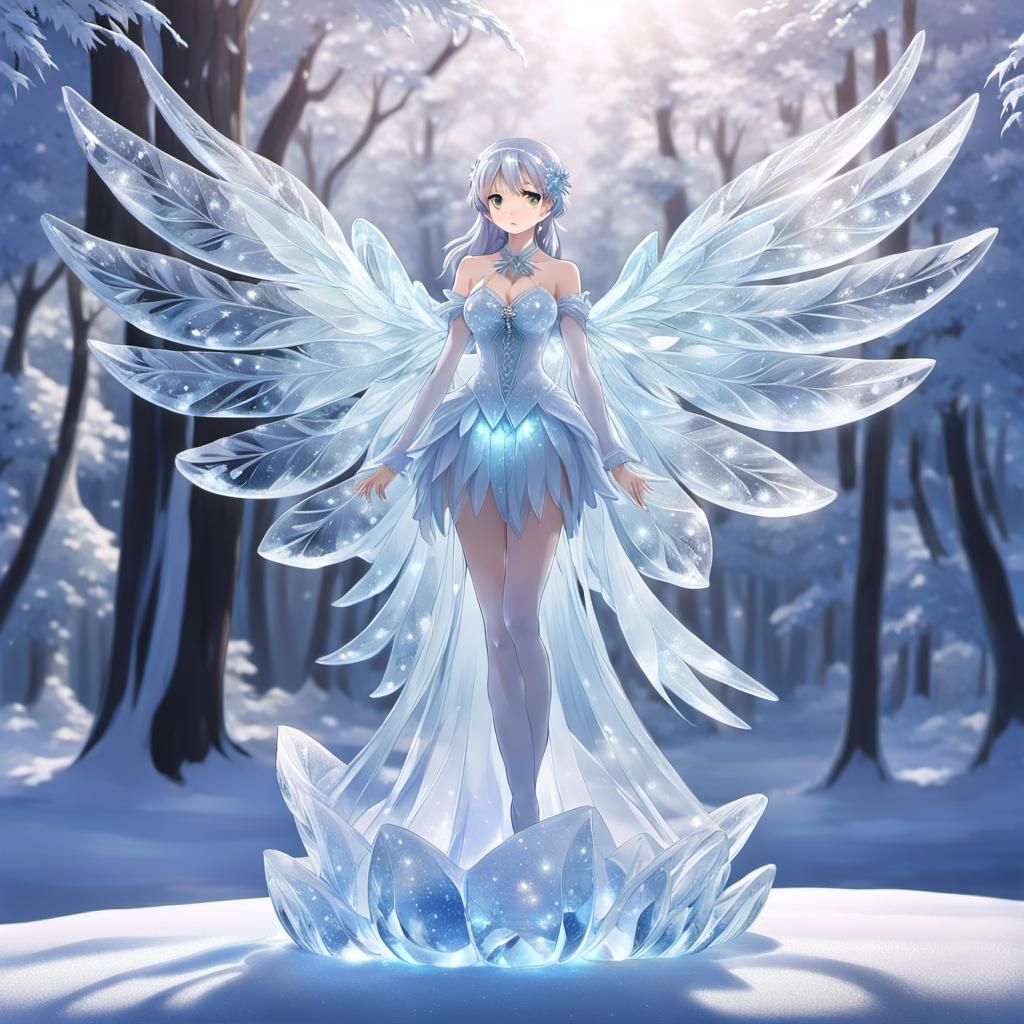 Ice Ballerina Sculpture in Anime Style