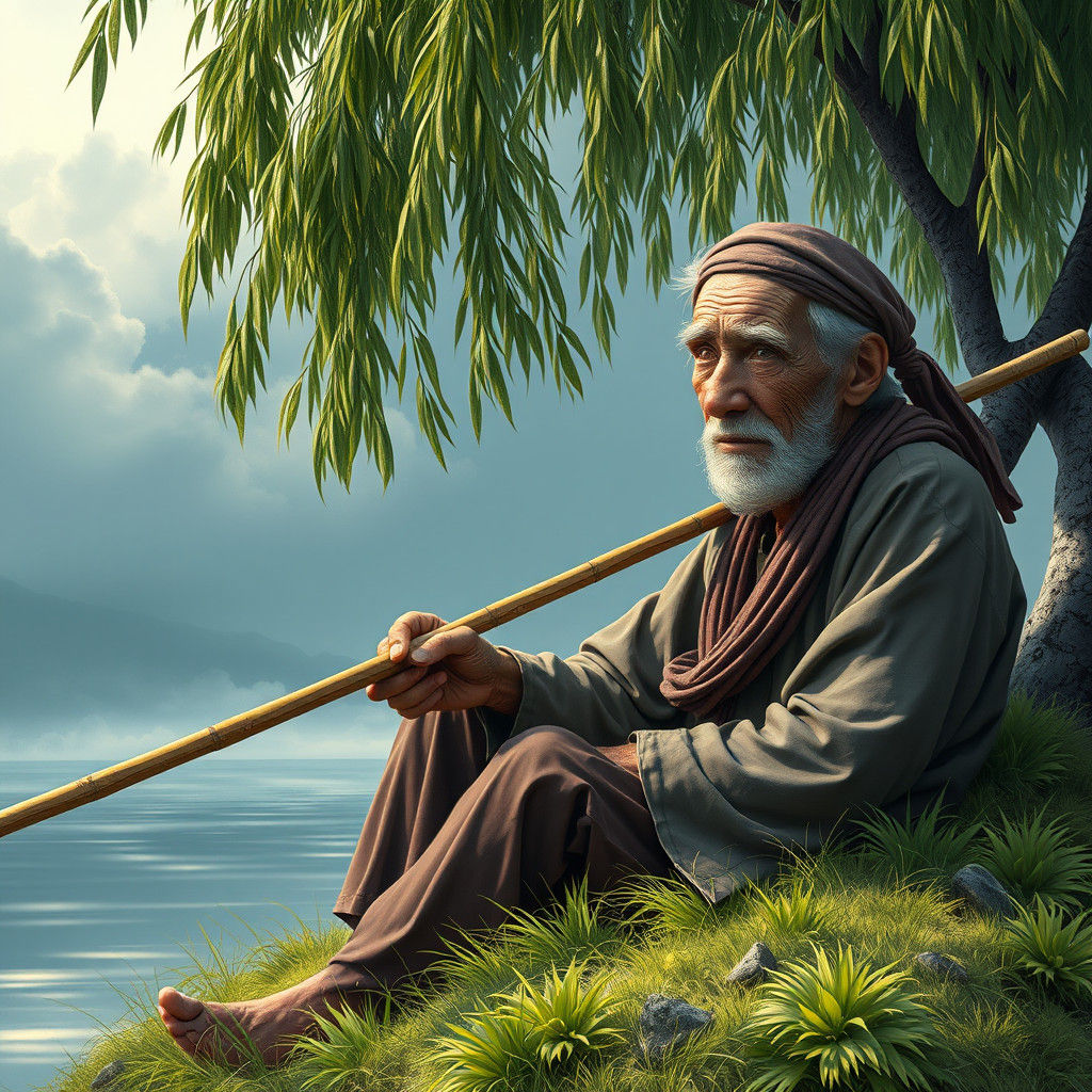 Weathered Fisherman in Detailed Matte Painting
