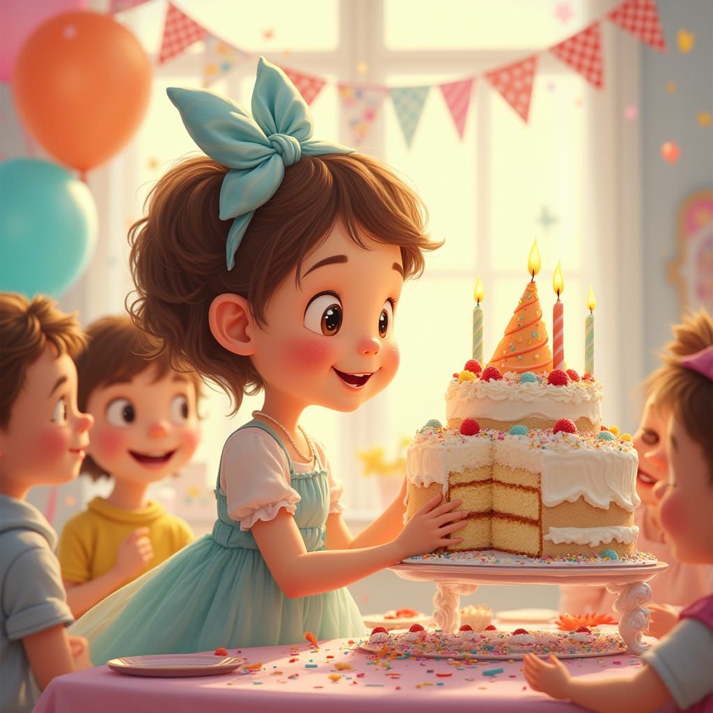 Girl Transforms Into Birthday Cake for Sister's Party