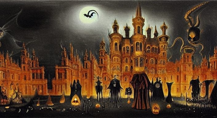 Victorian Hellscape Halloween - Surreal Oil Painting