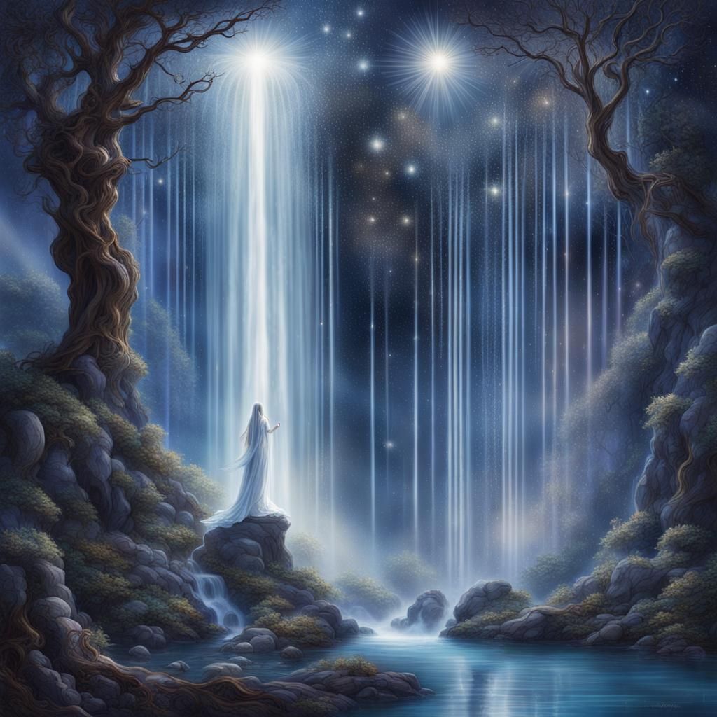 Ethereal Dream Sanctuary with Crystalline Waterfall