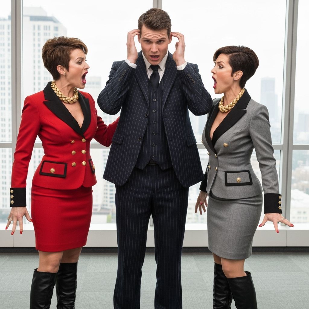 Angry Businesswomen Scolding Man in Boardroom