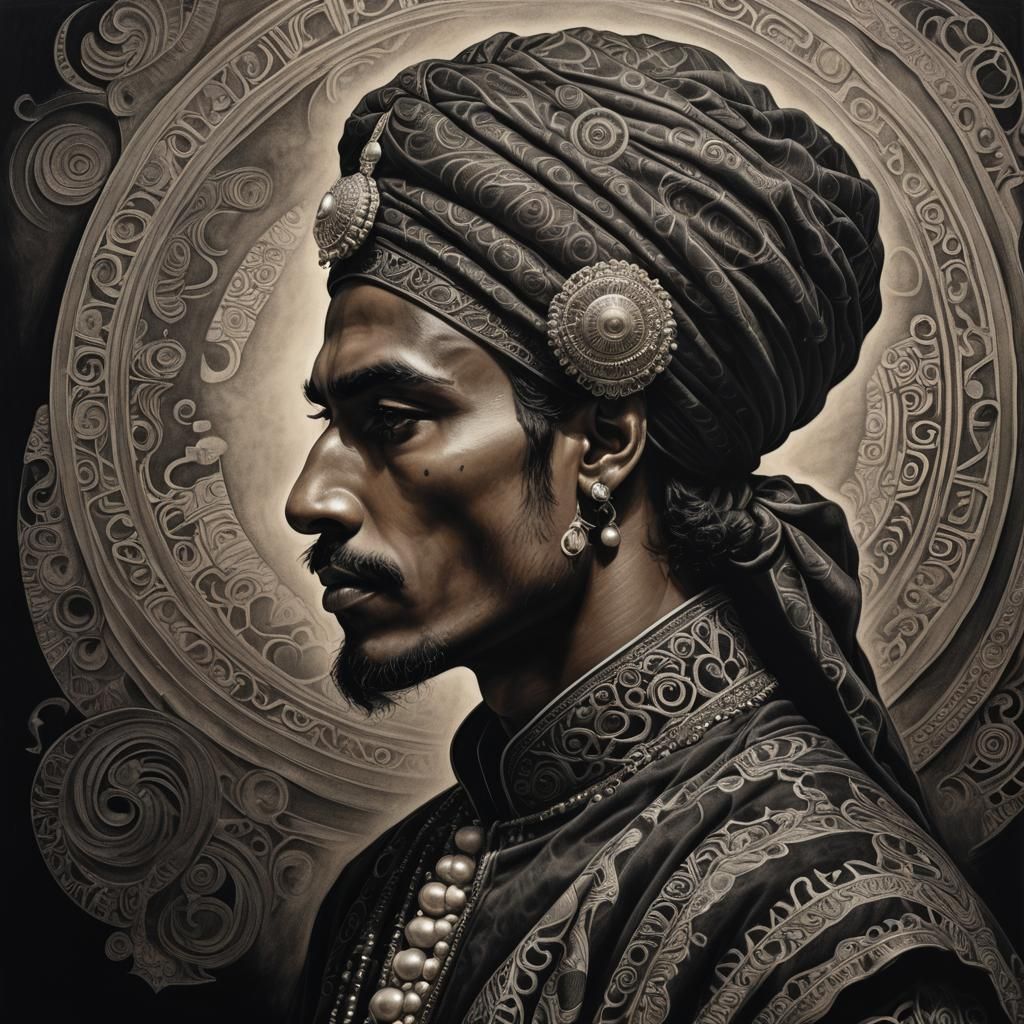 Detailed Charcoal Portrait of Young Indian Man