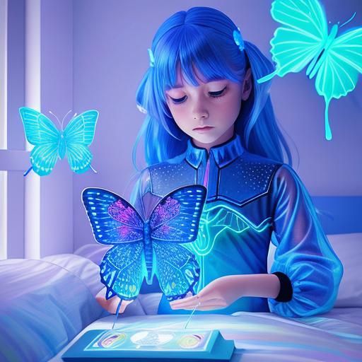 Holographic Toy Butterfly with Neon Glow