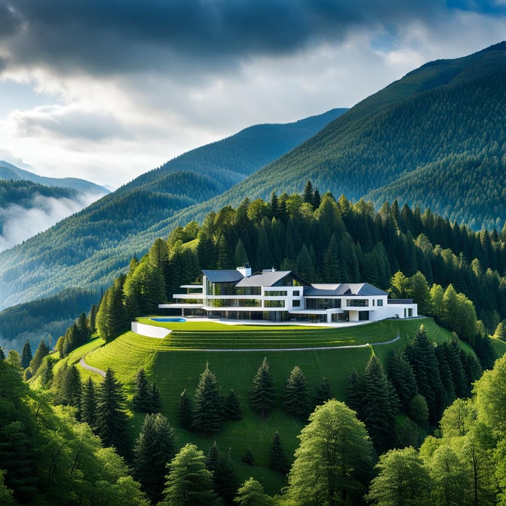 Modern Walled Estate in Mountain Forest