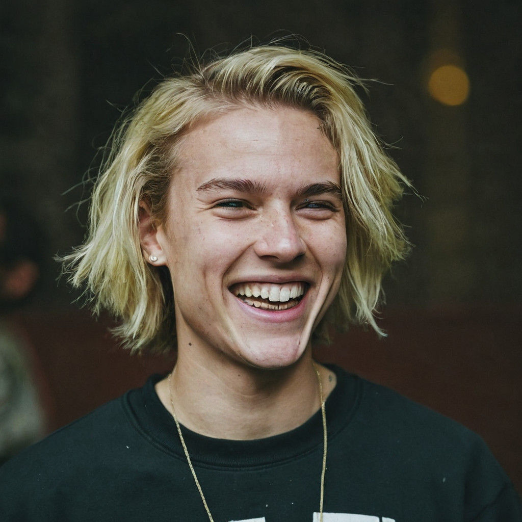 Muscular Man with Blond Hair and Gang Tattoos in a Cinematic...