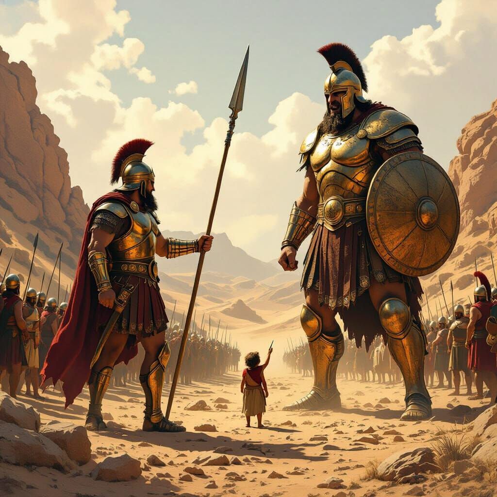 Ancient Armies Clash in Valley, Epic Historical Style
