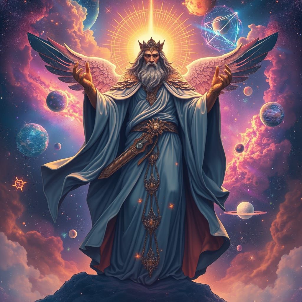 Majestic Celestial God Radiating Power