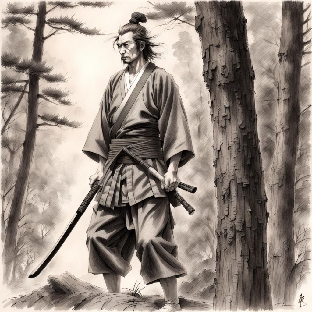 Miyamoto Musashi: Manga Art in Japanese Forest