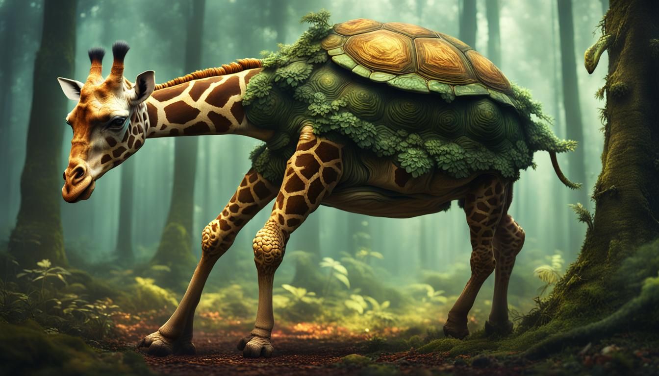 "Tirader" is mythological animal with neck and head of giraffe, and the legs, tail and the shell body of a turtle. It wa...