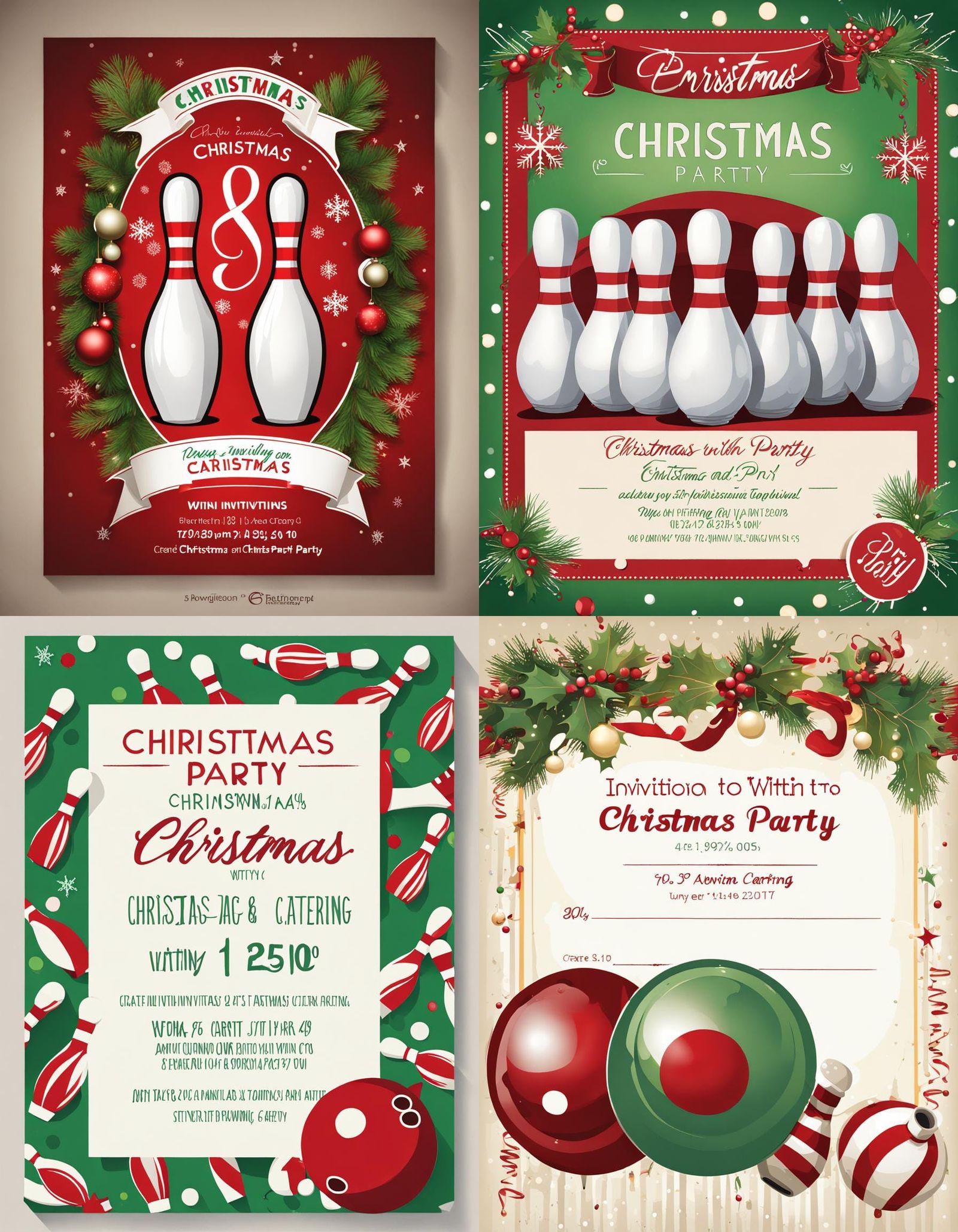 Christmas Bowling Party Invitation Design