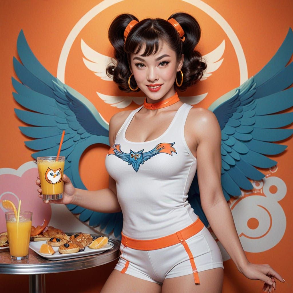 Chun Li as Hooters Girl in Takashi Murakami Pop Art