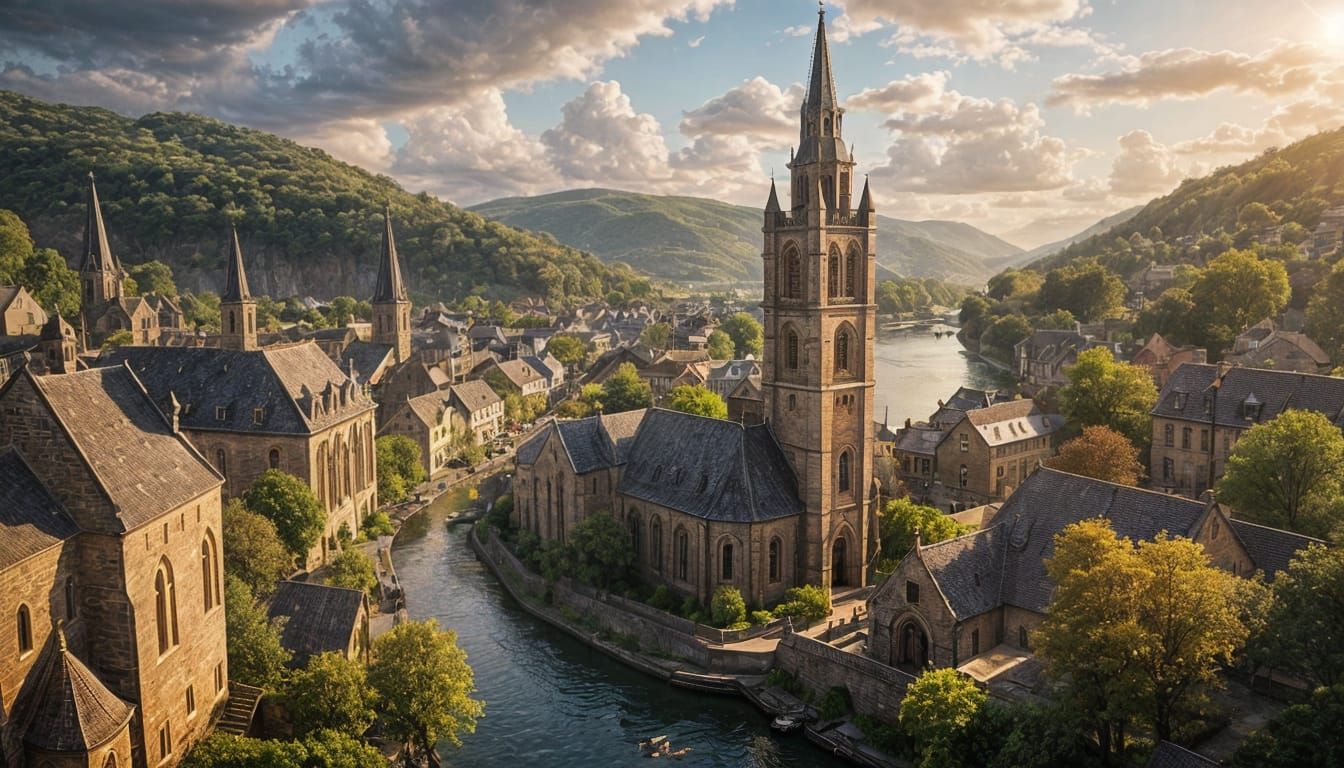 Spectacular View from Giant Church Tower with Ringing Bells