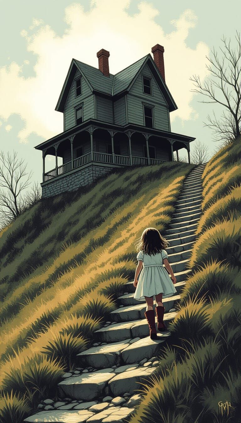 Haunted House on a Hill, Girl Climbing