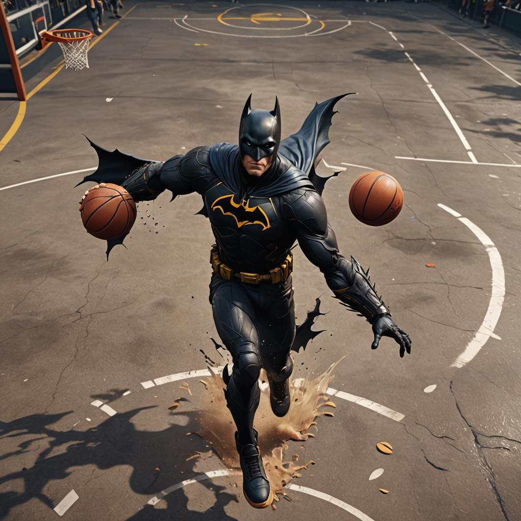 Batman Plays Basketball: Detailed Matte Painting
