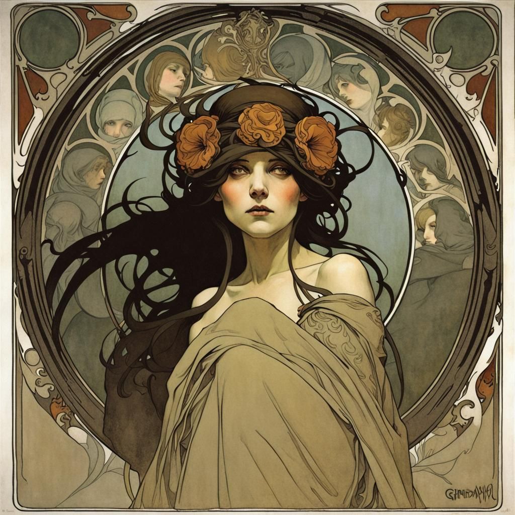 Grimdark Art Nouveau Style Character