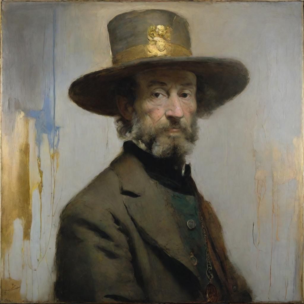 Figure with Hat and Pendant, Inspired by Rembrandt