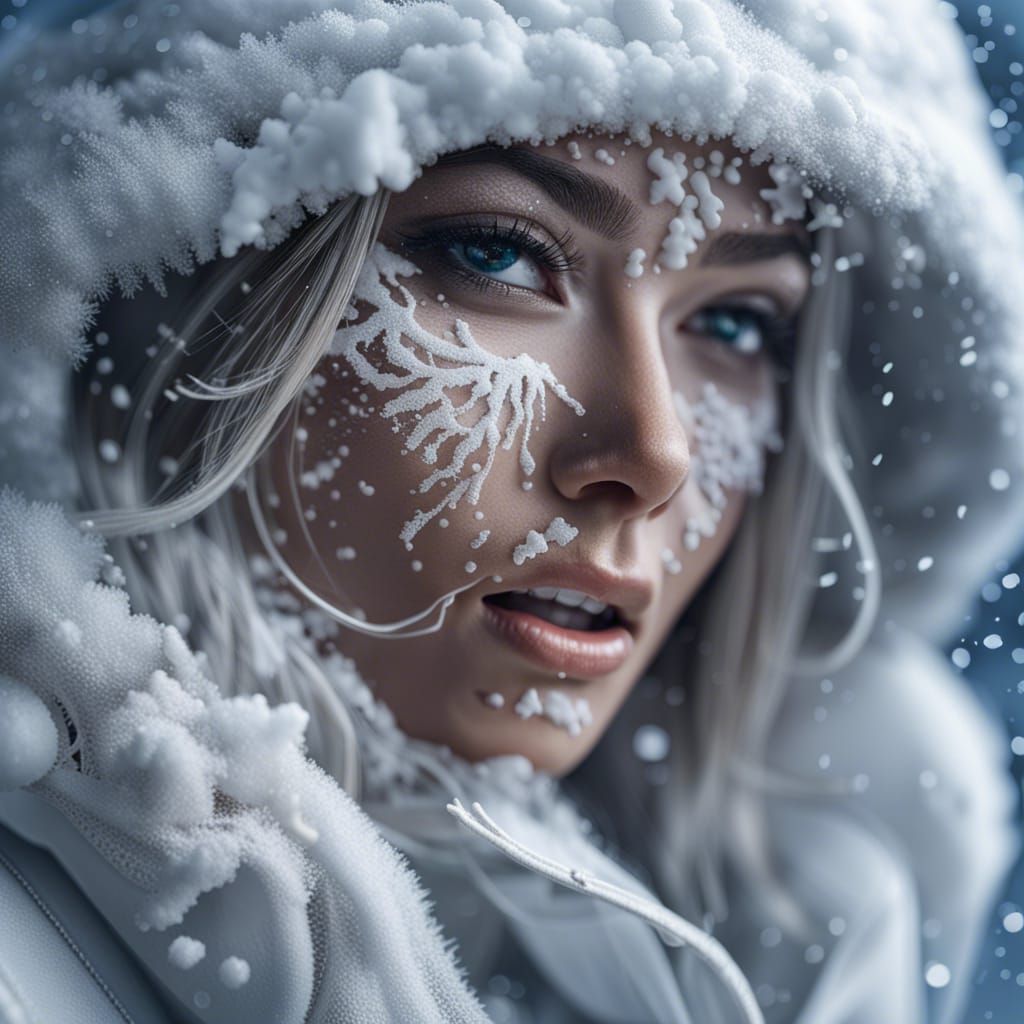 Stunning Woman in Winter Clothing: Macro Photography