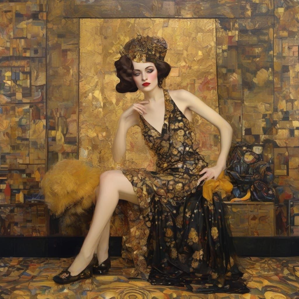 1920s Glamour: Opulent Parlour with Golden Accents