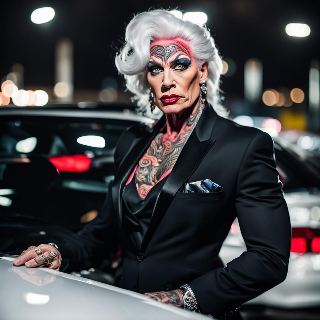 Transgender Bodybuilder in Parking Garage: Bokeh Photography