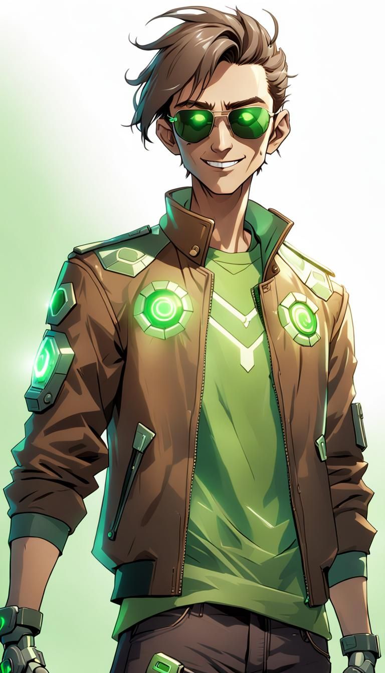 Futuristic Hero in Mech-Detailed Sci-Fi Scene