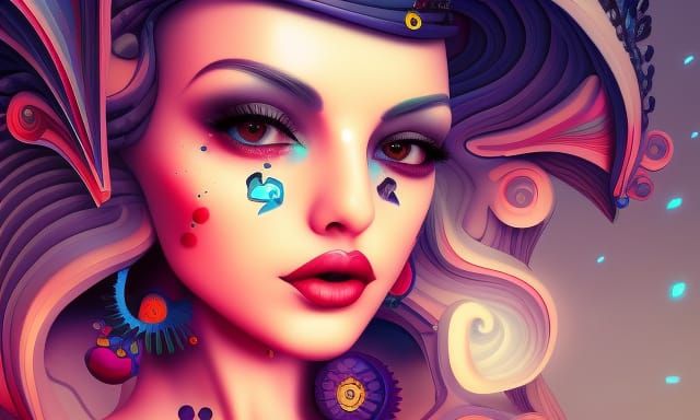 Pop Surrealism Portrait of an Attractive Woman