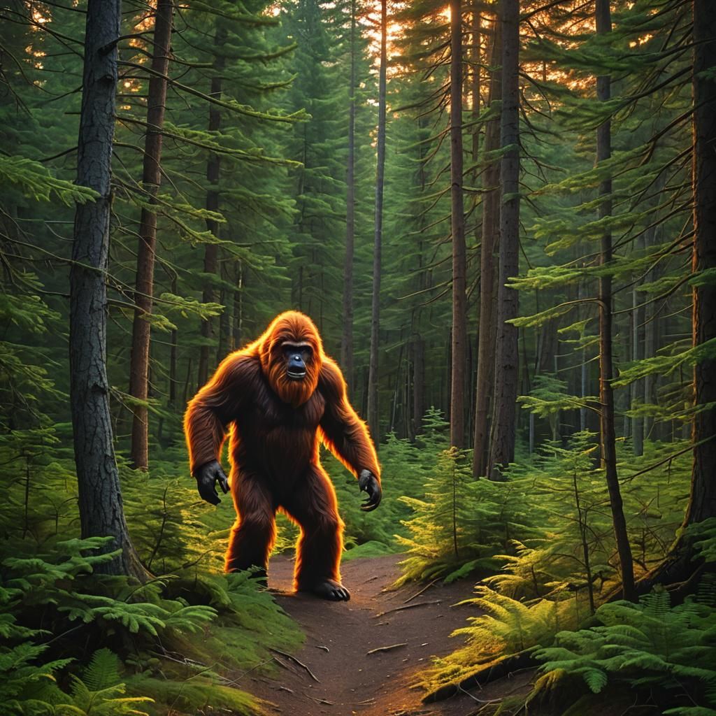 Neon Sasquatch Runs Through Cape Breton Forest