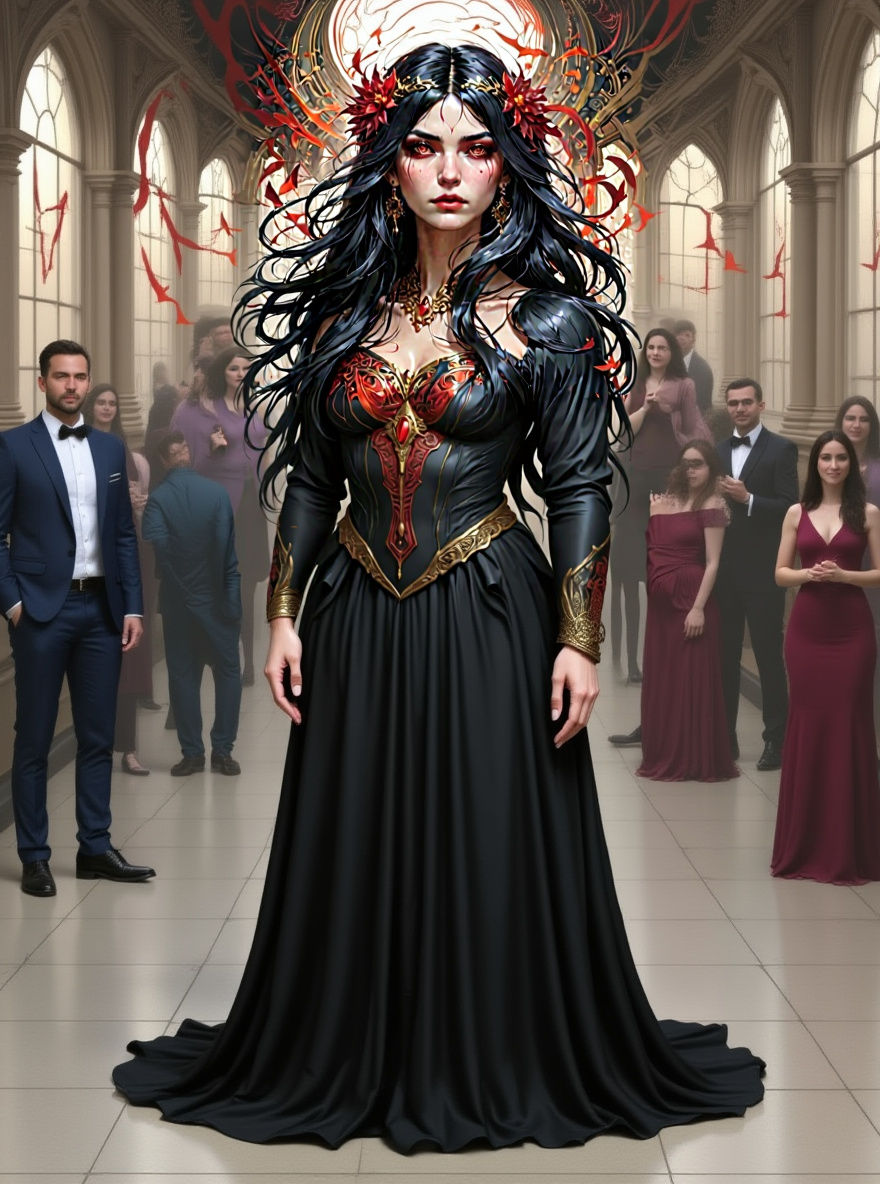 Intricate Portrait of a Girl with Red Eyes