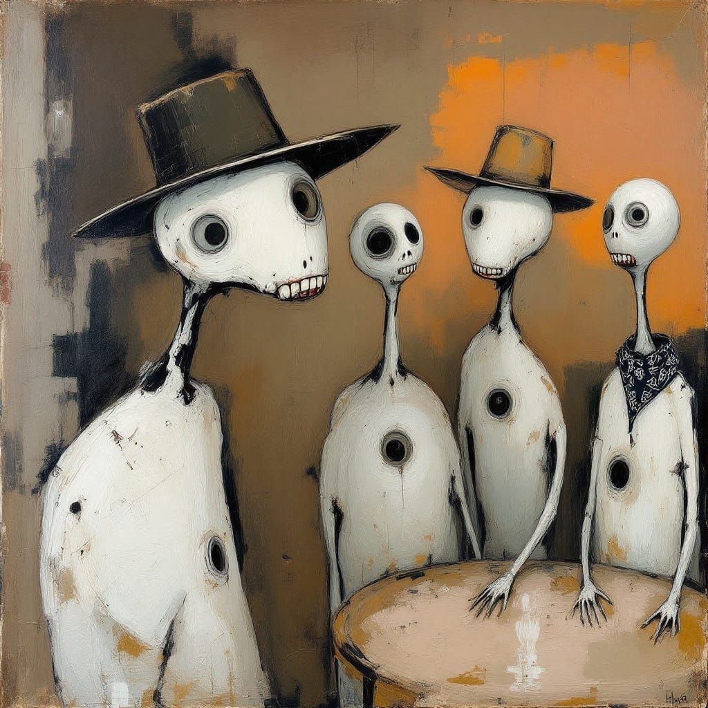 Abstract Western Scene in Distorted Oil Painting Style