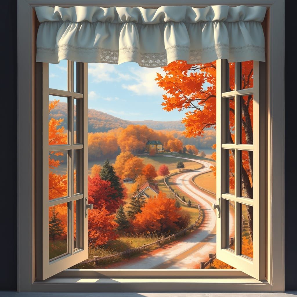 Autumn Landscape Through a Charming Window
