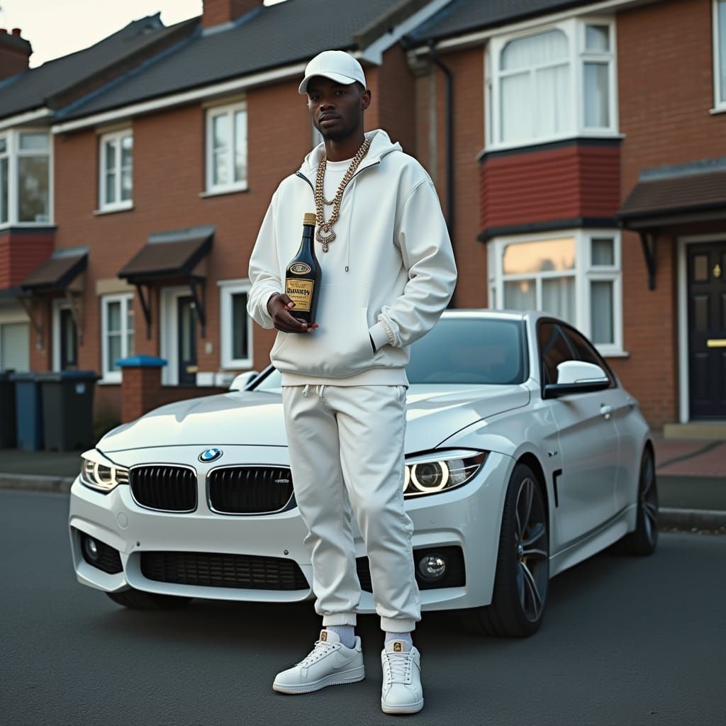 Street Style Portrait with Car, in Vibrant Pop Art