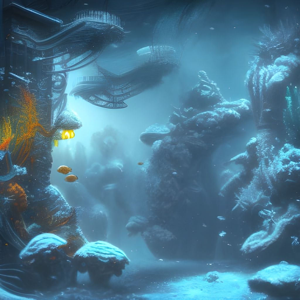 Fantastical Fishtank Winter Wonderland in Digital Art
