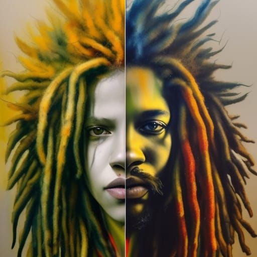 Rasta Lion with Dreadlocks in Vibrant Colors