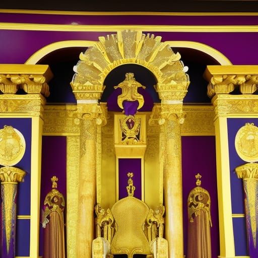 Roman-Greek Emperor in Throne Room with Procession