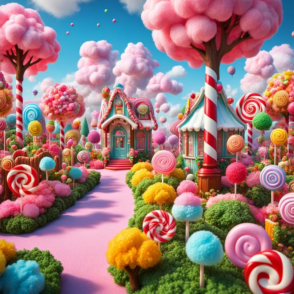 Hyperdetailed Candy Miniature Landscape in Digital Art