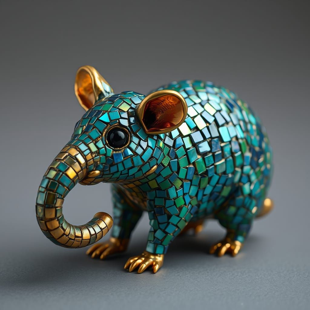 Rodent with a Vibrant Mosaic Trunk