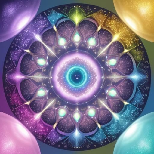 3D Shimmering Sphere with Neon Highlights