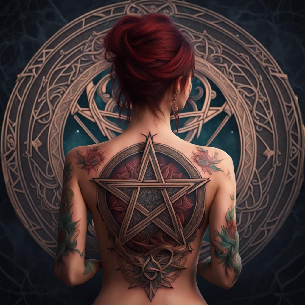 Pentacle Tattoo: Detailed Matte Painting in Deep Color