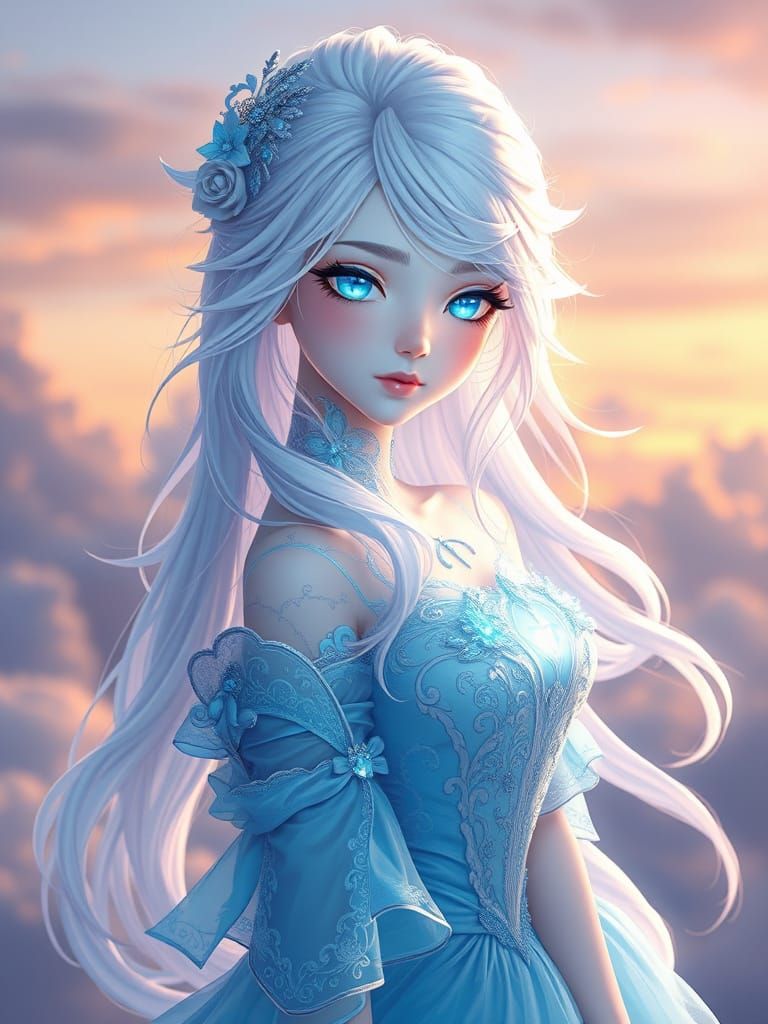 Ethereal Princess of Oceanic Dreams in 3D Anime Style