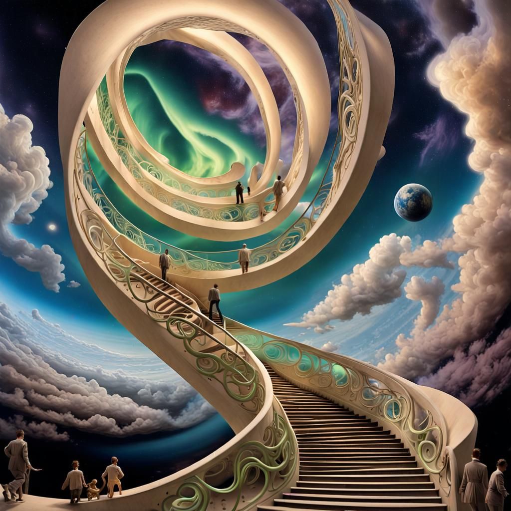 Surreal Heaven on an Infinite Möbius Strip Stairway