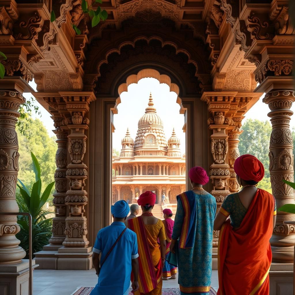 Vibrant Ancient Indian Temple with Ornate Details
