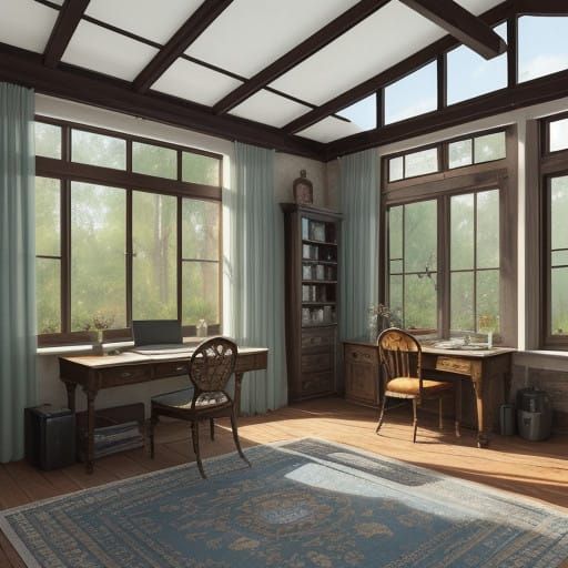 Rustic Working Room in Serene Countryside Retreat