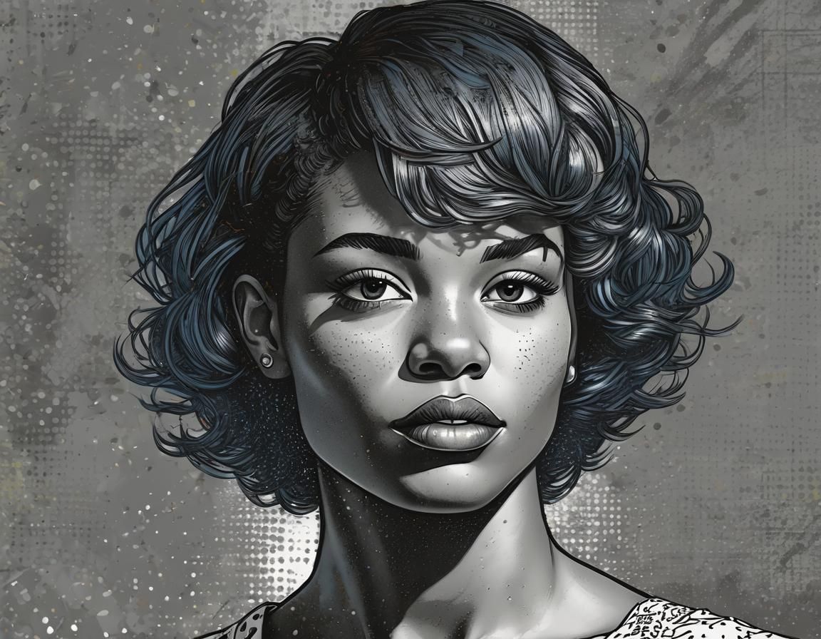 Stunning Auburn Buzz Cut Portrait in Pop Art Style