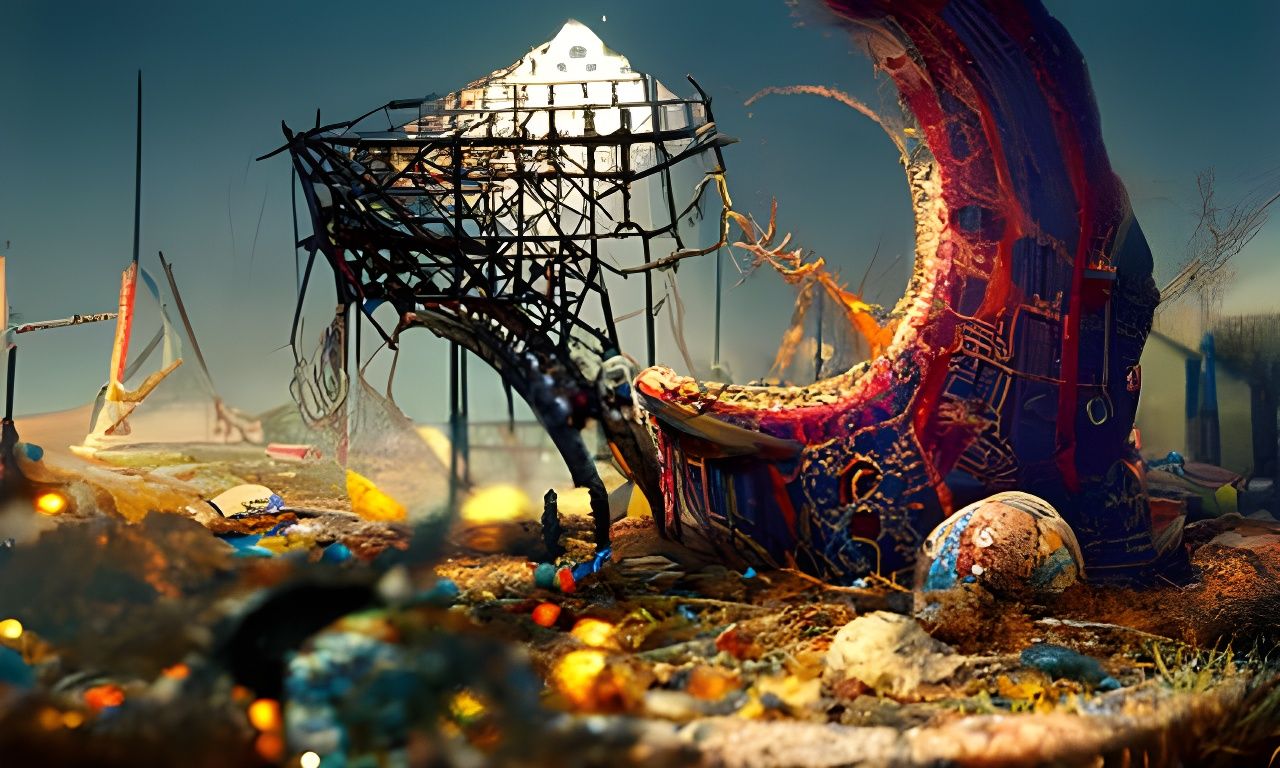 Ancient Ruins in Fishing Net: Digital Matte Painting