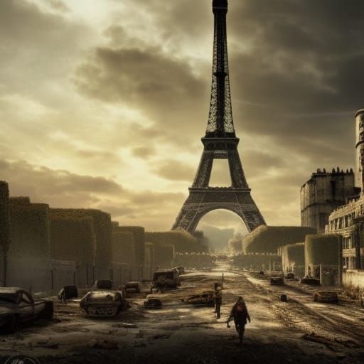 Post-Apocalyptic Paris Ruins: Mad Max Style