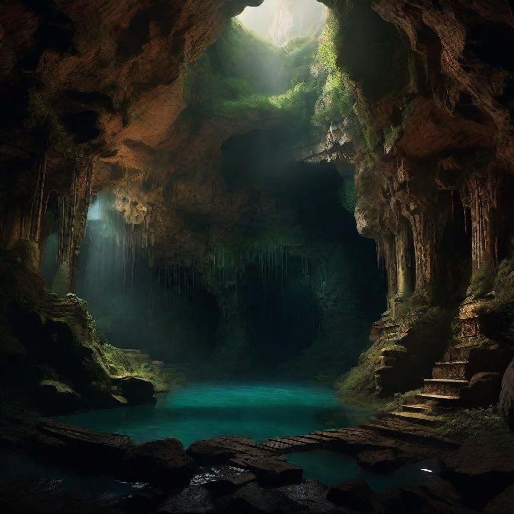 Dramatic Underground Grotto Digital Matte Painting